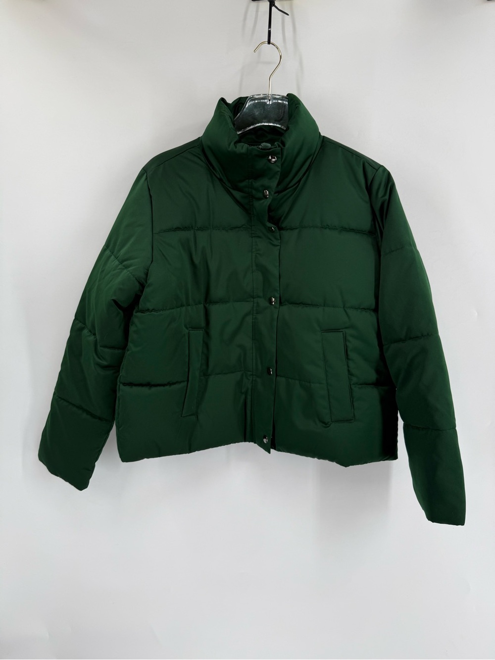 Loft forest green puffer coat size small NWT
